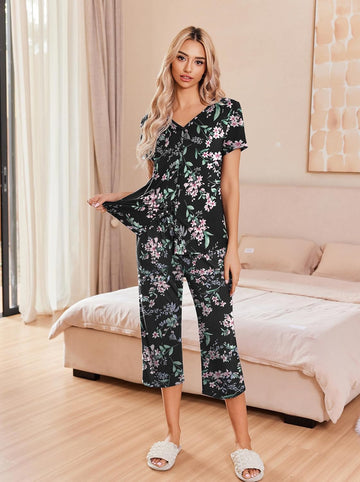 ekouaer-pajama-sets-schlafanzug-knopfleiste-caprihose image 5