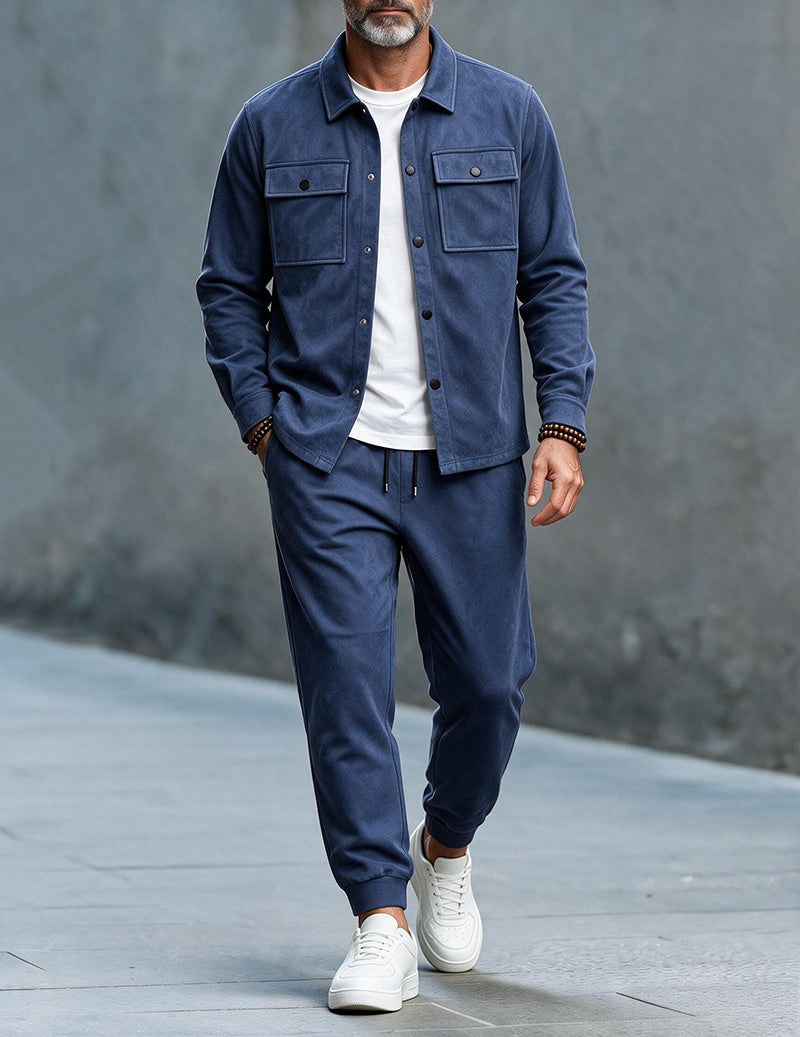 ekouaer-men-button-down-cargo-zweiteiler-herren-schwarz-xl-mit-jogger image 7