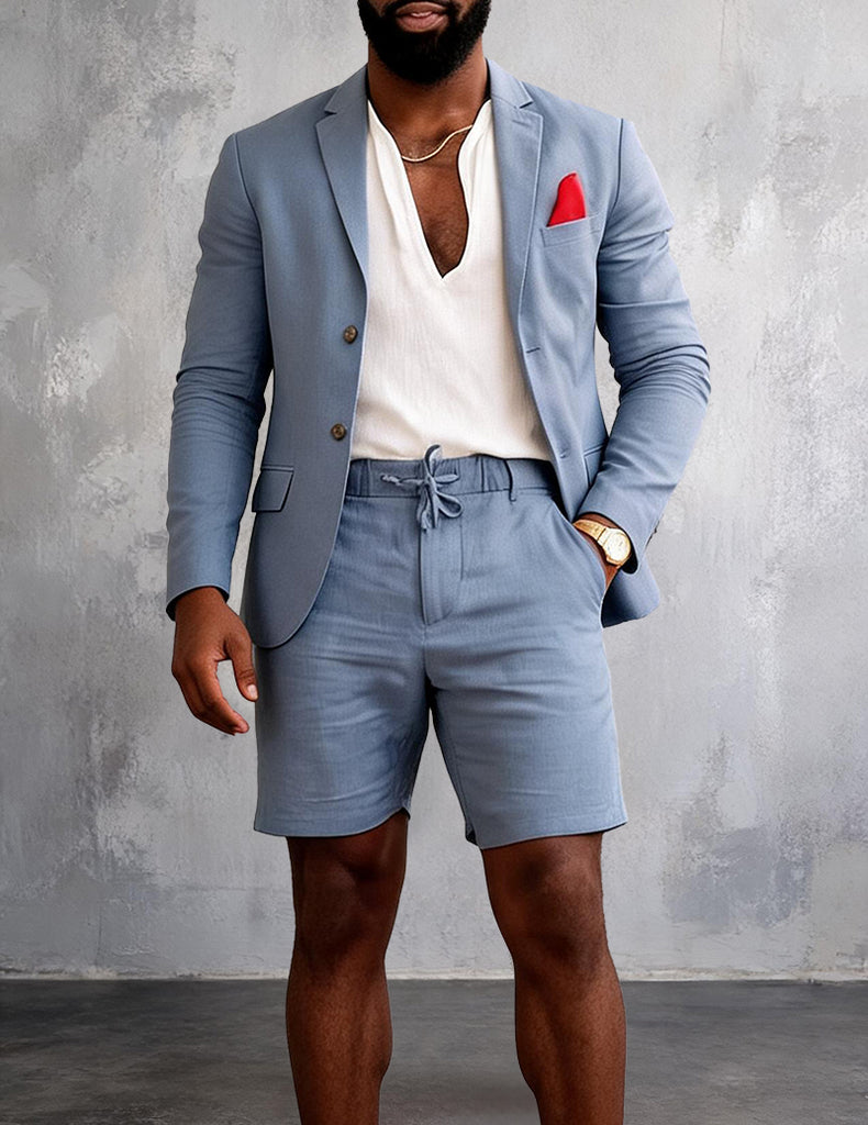 ekouaer-men-leinen-sommeranzug-blazer-shorts-wei image 1