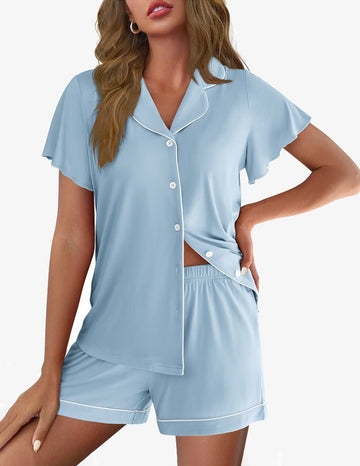 ekouaer-pajama-set-pyjama-shorts-knopfleiste-mit-r-schen image 5