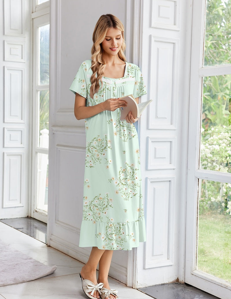 ekouaer-nightgowns-nachthemd-damen-baumwolle-lang-knopfleiste image 6