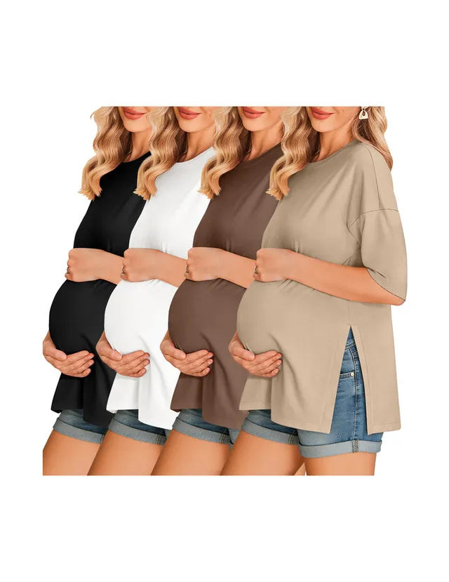 ekouaer-maternity-umstandsshirt-4er-kurzarm-seitenschlitz image 1
