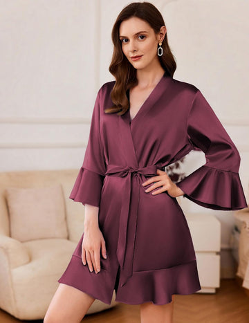 ekouaer-robes-satin-robe-kurz-r-schen-braut image 7