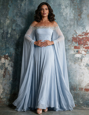 ekouaer-nightgowns-abendkleid-schulterfrei-cape-lang image 3