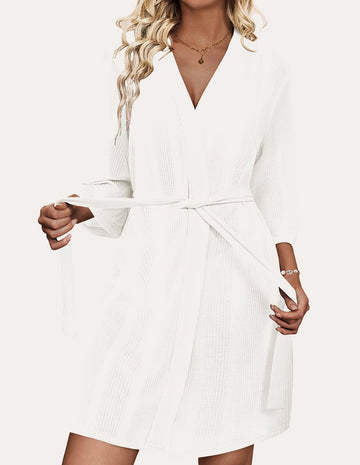 ekouaer-robes-luxe-comfy-waffle-kimono-bathrobe-bademantel-kurz image 5