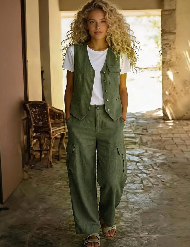 ekouaer-pajama-sets-baumwoll-pyjama-weste-cargohose image 1