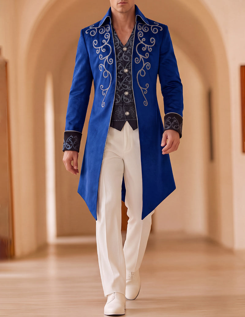ekouaer-men-embroidered-royal-tailcoat-frackjacke-royal-blue image 4