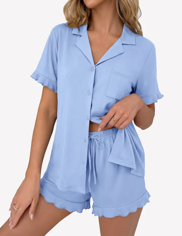 ekouaer-pajama-sets-pyjama-kurz-knopfleiste-r-schen-shorts image 1