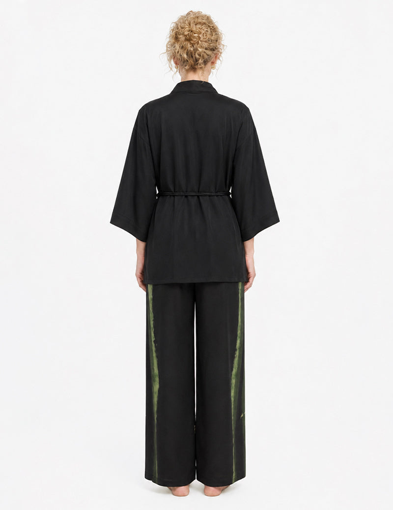ekouaer-robes-kimono-satin-pyjama-damen-schwarz-m-floral image 5