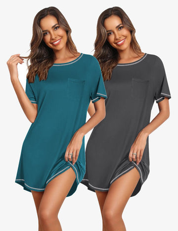 ekouaer-nightgowns-2er-pack-nachthemd-kurzarm-sleepshirt image 3