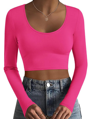 ekouaer-thermals-crop-top-langarm-scoop-neck image 7