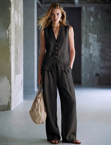 ekouaer-pajama-sets-button-vest-schlafanzug-rmellos-wide-leg image 3