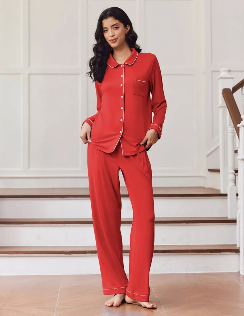 ekouaer-pajama-sets-schlafanzug-langarm-button-down image 1