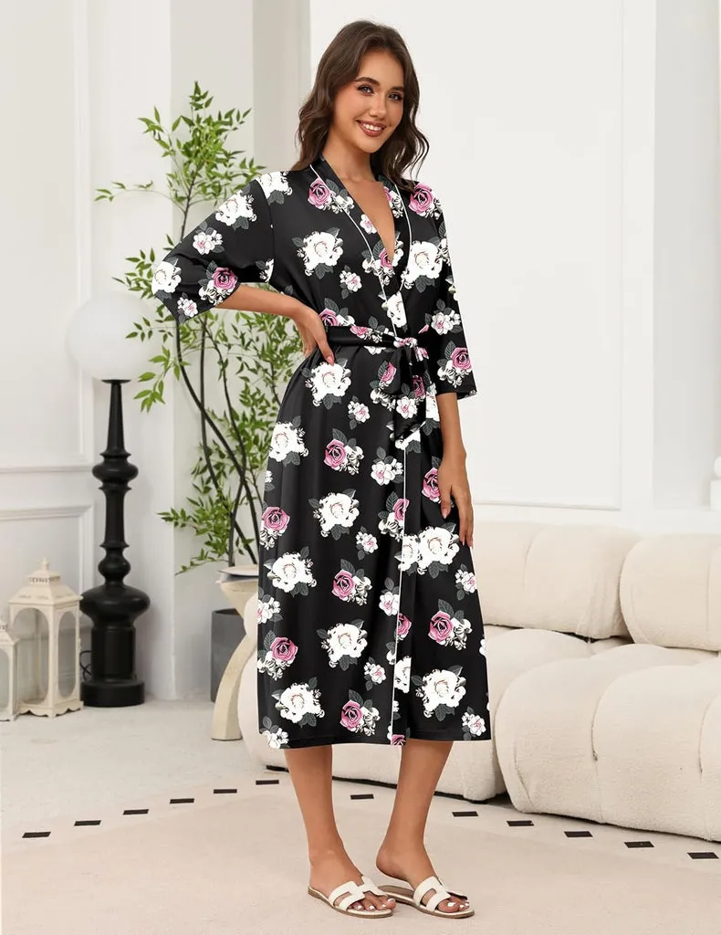 ekouaer-robes-long-knit-bademantel-kimono-3-4-rmel-leicht image 1