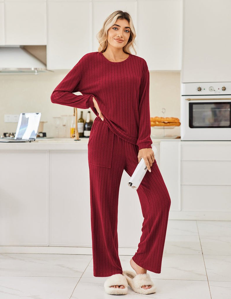ekouaer-pajama-sets-ribbed-pyjama-langarm-2-teilig-warm image 1
