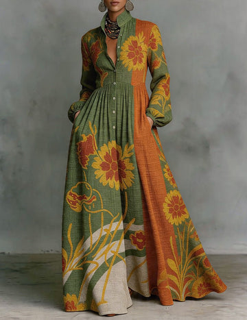ekouaer-nightgowns-maxikleid-floral-color-block-langarm image 3