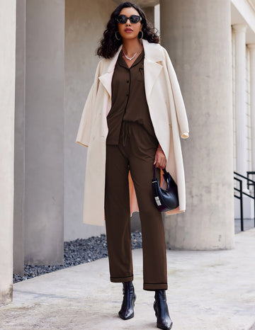 ekouaer-pajama-sets-button-down-schlafanzug-langarm-paspel image 8