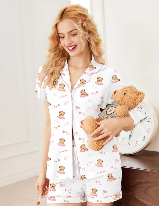 ekouaer-pajama-set-pyjama-shorts-knopfleiste-mit-r-schen image 1