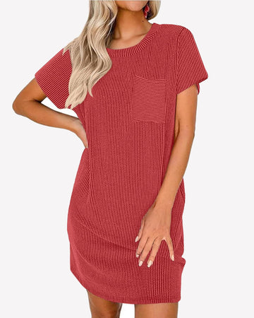 ekouaer-nightgowns-rippen-streifen-sleepshirt-kurzarm image 7