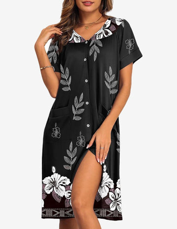 ekouaer-nightgowns-mumu-floral-knopfleiste-taschen-plus image 3