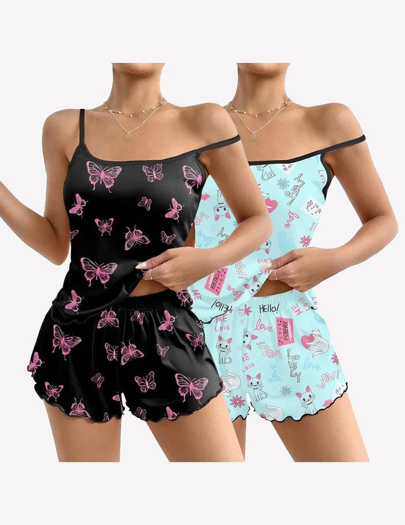 ekouaer-pajama-sets-pyjama-cami-shorts-2er-pack-print image 1