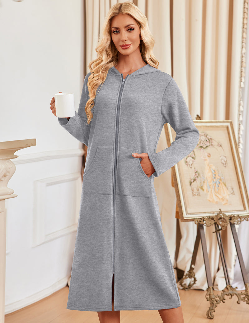 ekouaer-robes-bademantel-kapuze-zip-navy-blue-s-xxl image 7