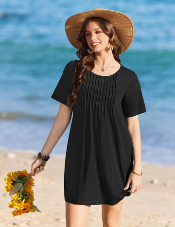 ekouaer-swimwear-strandkleid-kurzarm-taschen image 7