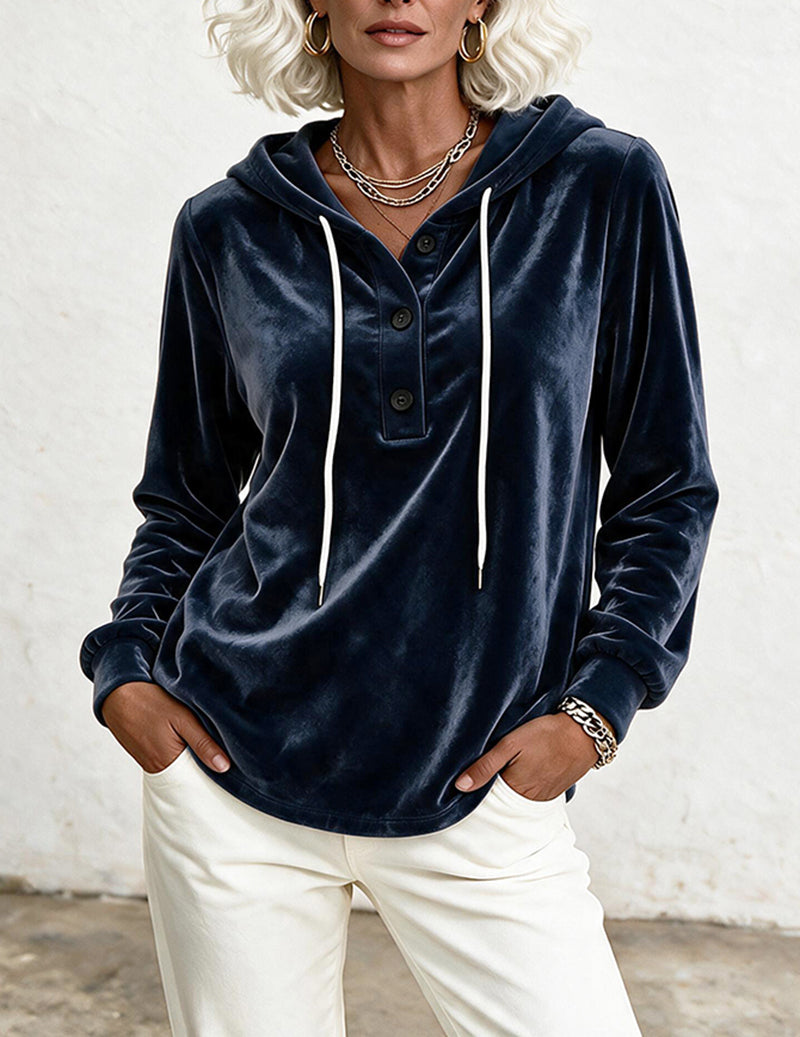 ekouaer-velvet-hoodie-samt-sweatshirt-schwarz image 6