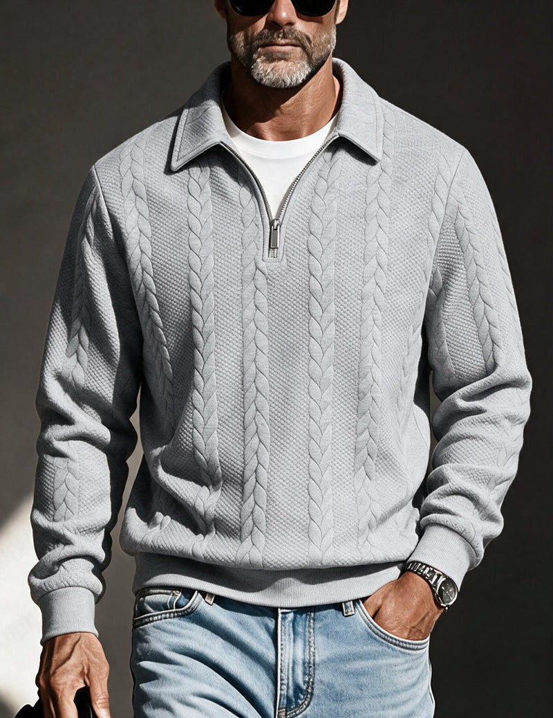 ekouaer-men-pullover-herren-wei-zip-polokragen-strick image 8
