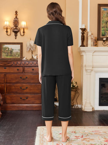 ekouaer-pajama-sets-capri-schlafanzug-kurzarm-damen image 7