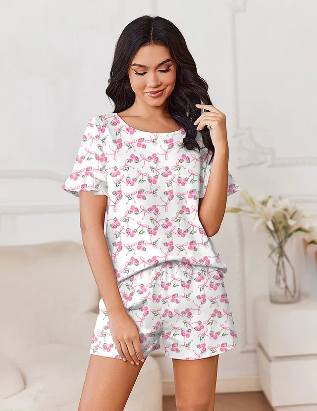 ekouaer-pajama-sets-baumwoll-pyjama-r-schen-top-shorts image 1