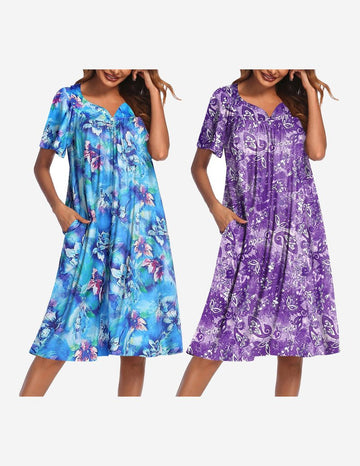 ekouaer-nightgowns-nachthemd-2er-pack-blumen-v-ausschnitt image 3