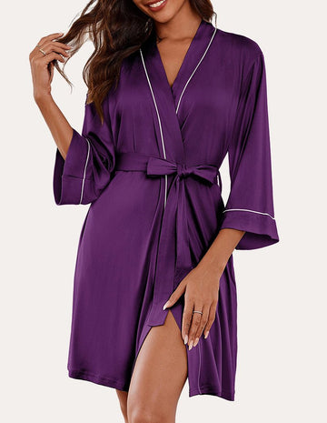 ekouaer-soft-v-neck-loungewear-bademantel-3-4-arm image 4