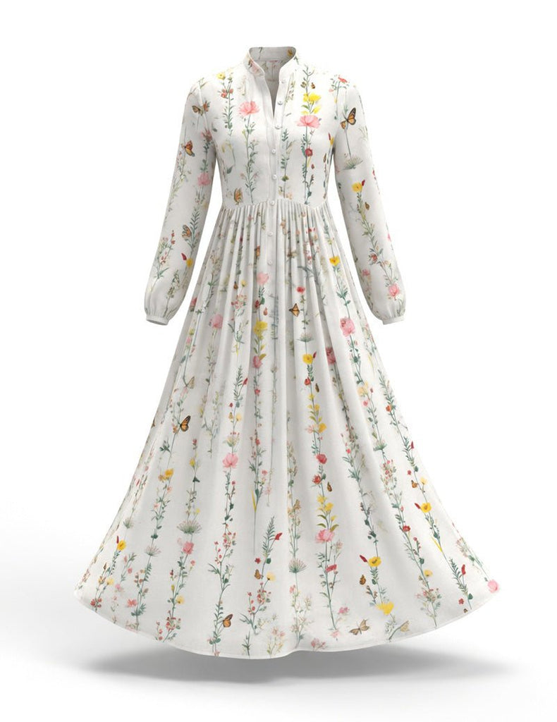 ekouaer-nightgowns-wildflower-butterfly-maxi-kleid-wei-langarm image 1