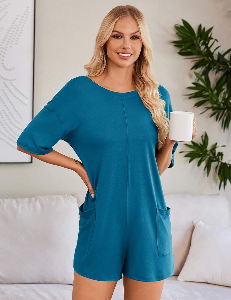 ekouaer-romper-jumpsuit-oversize-wende-kurzarm-taschen image 1