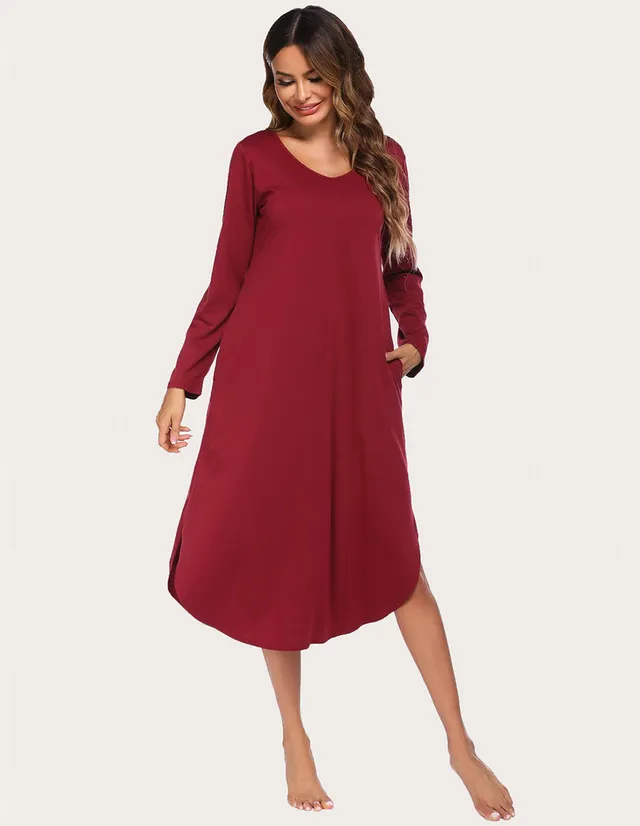 ekouaer-nightgowns-nachthemd-locker-mit-tasche-bequem image 1