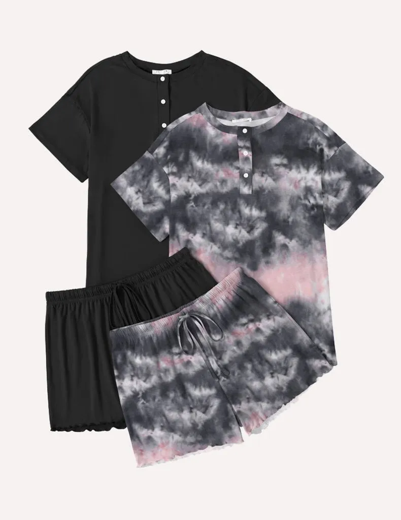 ekouaer-pajama-sets-pyjama-kurzarm-shorts-2er-pack-sommer image 1