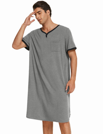 ekouaer-men-big-tall-henley-nachthemd-herren-kurzarm-polyester image 5