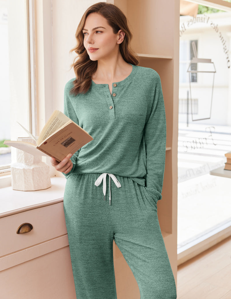 ekouaer-pajama-sets-henley-schlafanzug-langarm-winter image 7