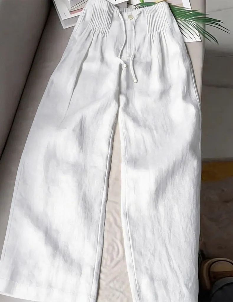 ekouaer-linen-wide-leg-palazzo-leinenhose-smockbund-taschen image 1