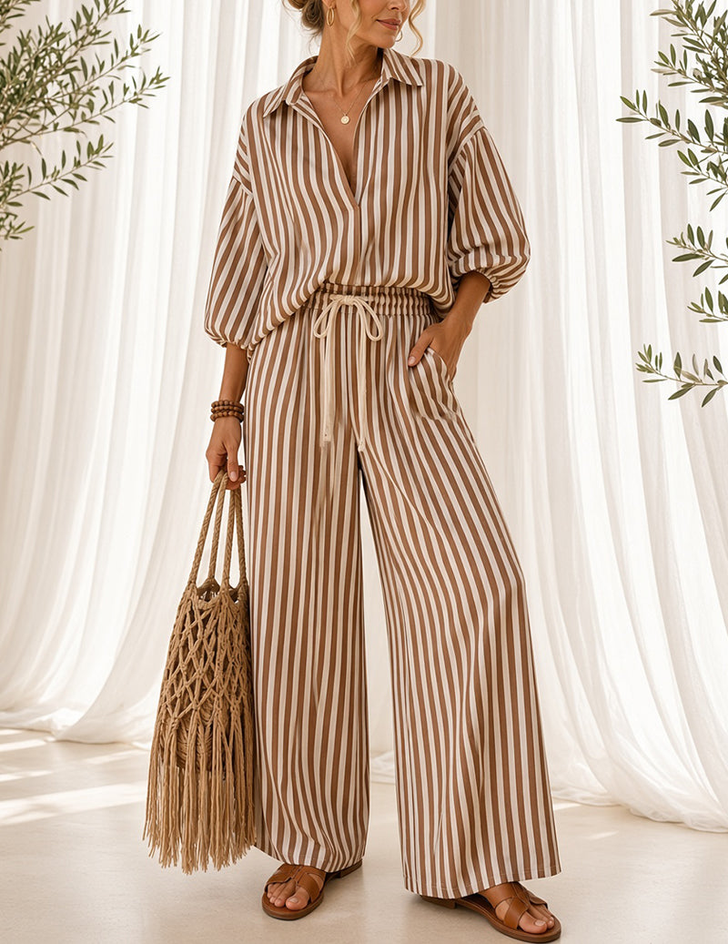ekouaer-jumpsuits-striped-notch-jumpsuit-schwarz-mit-g-rtel image 2