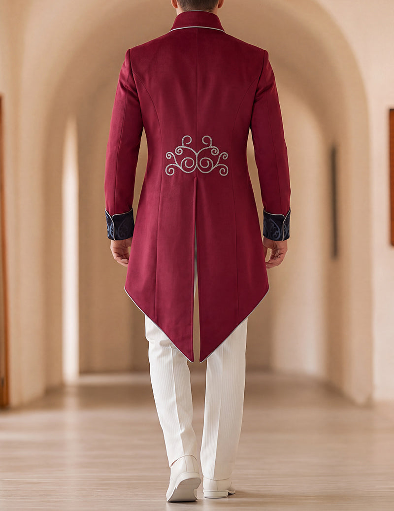 ekouaer-men-embroidered-royal-tailcoat-frackjacke-royal-blue image 2