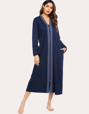 ekouaer-robes-bademantel-reissverschluss-taschen-baumwolle image 7
