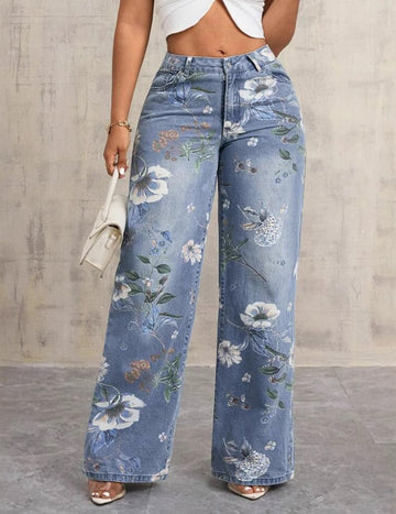 ekouaer-pajama-sets-blumen-jeans-wide-leg-hellblau image 5