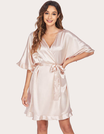 ekouaer-robes-ruffle-half-sleeve-satin-robe-morgenmantel-kurz-satin image 3