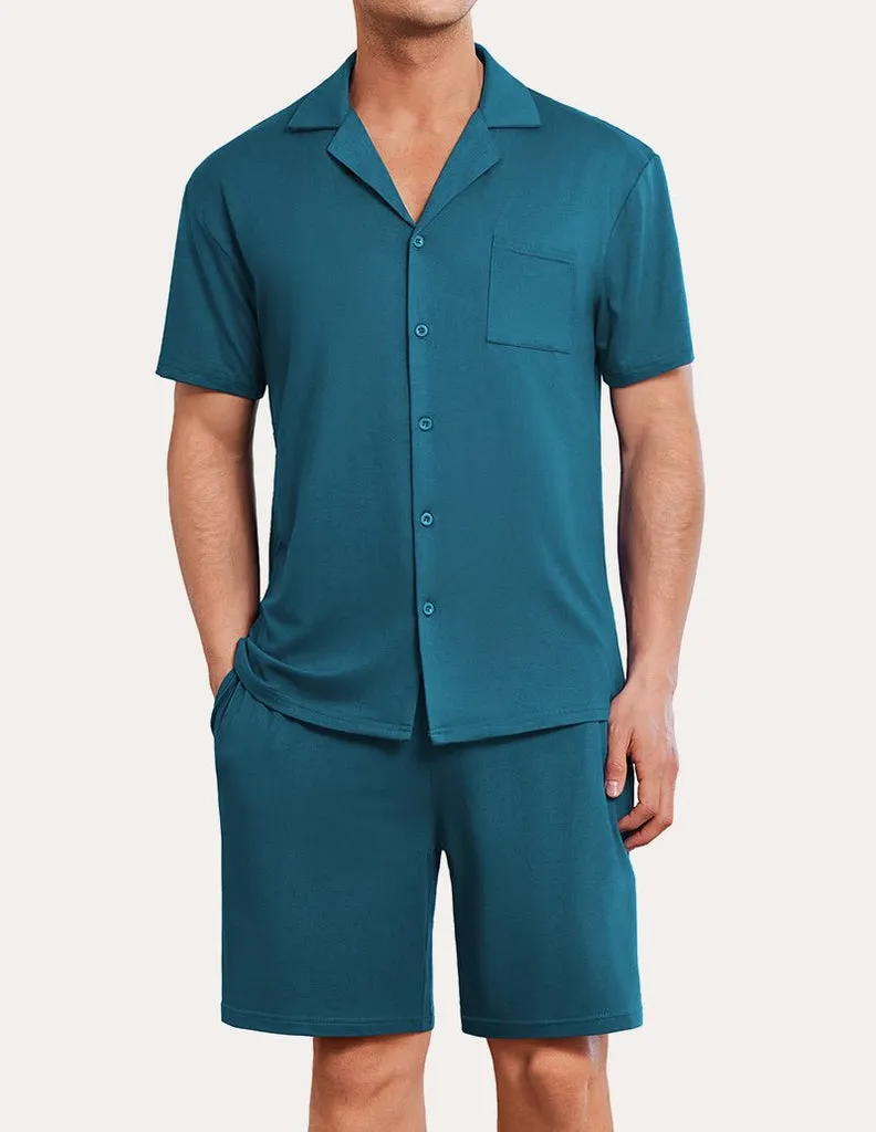 ekouaer-pajama-sets-basic-schlafanzug-herren-kurz-mit-taschen image 1