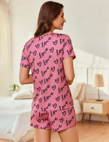ekouaer-pajama-sets-kurzarm-pyjama-shorts-taschen-2-teiler image 3