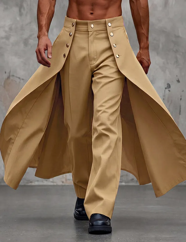 ekouaer-men-satin-hose-schwarz-mit-rocksaum-elegant image 1