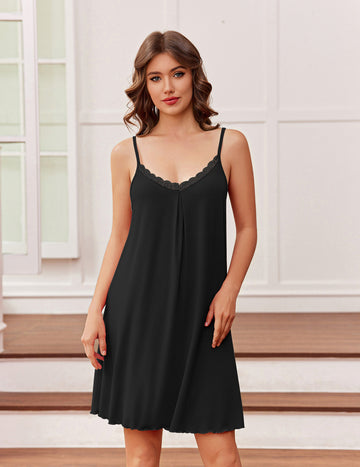 ekouaer-nightgowns-nachthemd-bambus-rmellos-spitze image 3