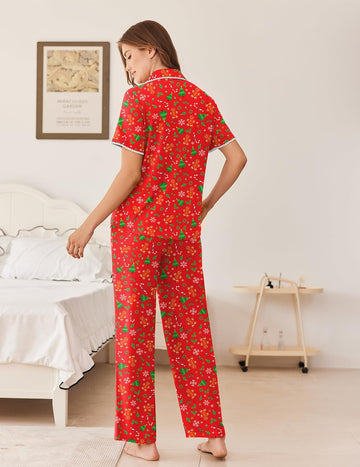 ekouaer-pajama-sets-schlafanzug-kurzarm-2-teilig-taschen image 3